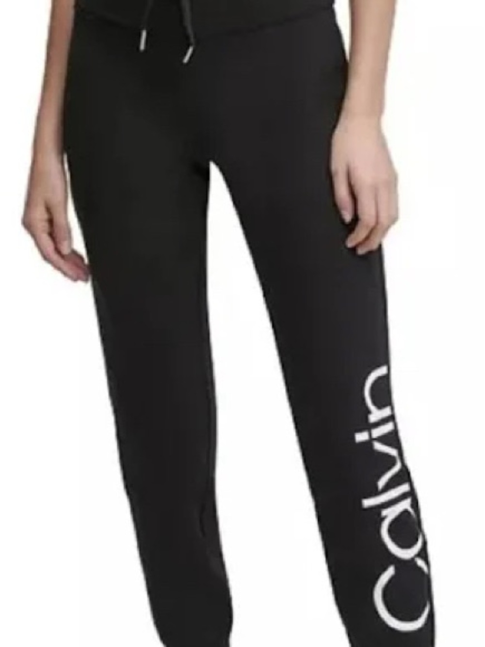 Calvin Klein Black Sweatshirt & Jogger set with Vertical White embroidery.